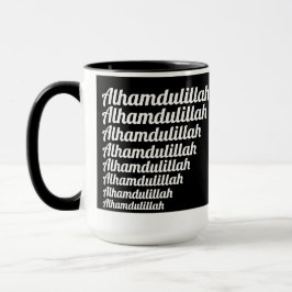 Alhamdulillah Typography White on Black Monogram Mugg