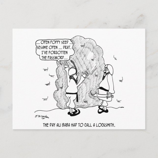 Ali Baba Forgets lösenord Vykort (Framsida)