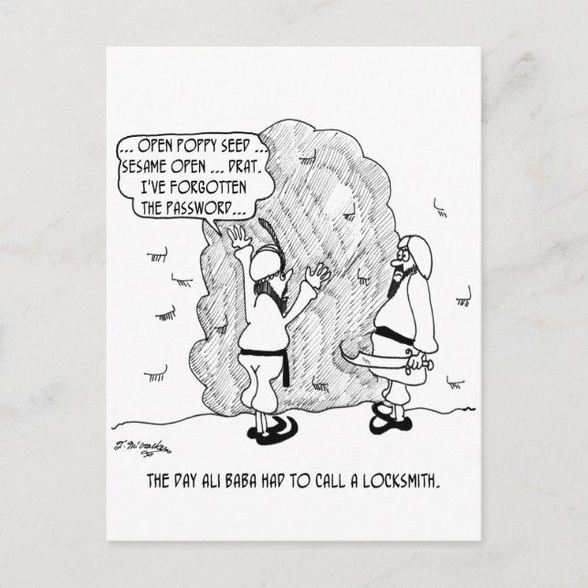 Ali Baba Forgets lösenord Vykort (Framsida)