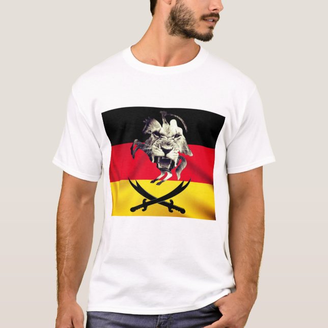 Ali, Zulfiqar Swords, & German Flagga T-Shirt (Framsida)