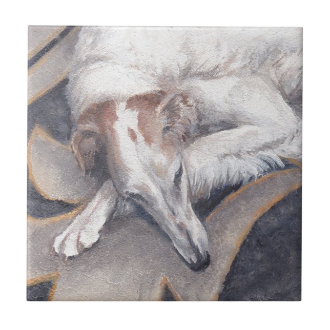 Alia Borzoi Hund Art Tile Kakelplatta (Framsidan)