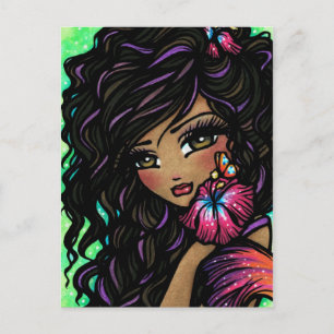 "Aliah" Hibiscus Sjöjungfru Fantasy Art Postcard Vykort