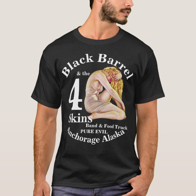 Alias Black Barrel 4 Skins Band Anchorage AK T Shirt (Framsida)