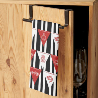 Alica i Wonderland Red White Black Bunting Towel Kökshandduk