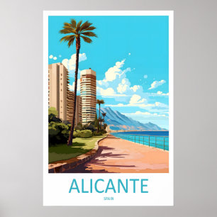 Alicante Park Affisch Nationell Resa Skidor Vintag