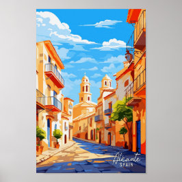 Alicante Spain Art Vintage resor Illustration Poster