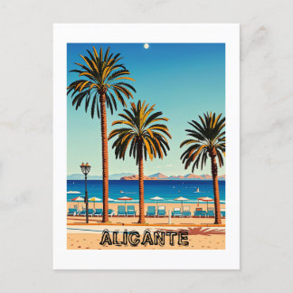 Alicante Spain Beach View Travel Postcard Vykort