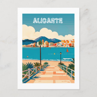 Alicante Spain Beach View Travel Vykort