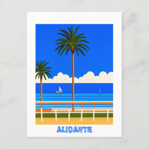 Alicante Spain Beach View Travel Vykort