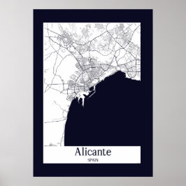 Alicante Spain City Karta Poster