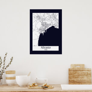 Alicante Spain City Karta Poster