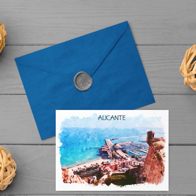 Alicante Spain Panorama Coastal View Vykort (Alicante Spain Coastal View)