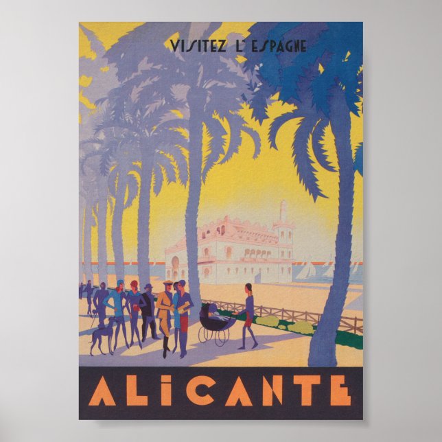 Alicante Spain Vintage Travel Poster (Framsidan)