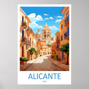 Alicante Spanien Resaaffisch Vintage Skidåkning Na Poster