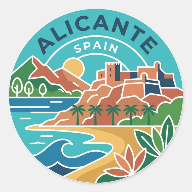 Alicante Spanien Runt Klistermärke (Framsida)