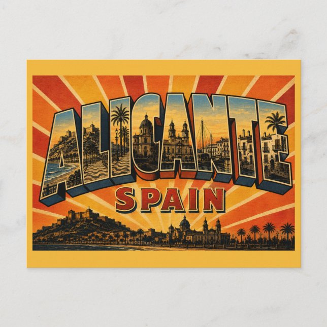 Alicante Spanien Santa Bárbara slott Vykort (Framsida)