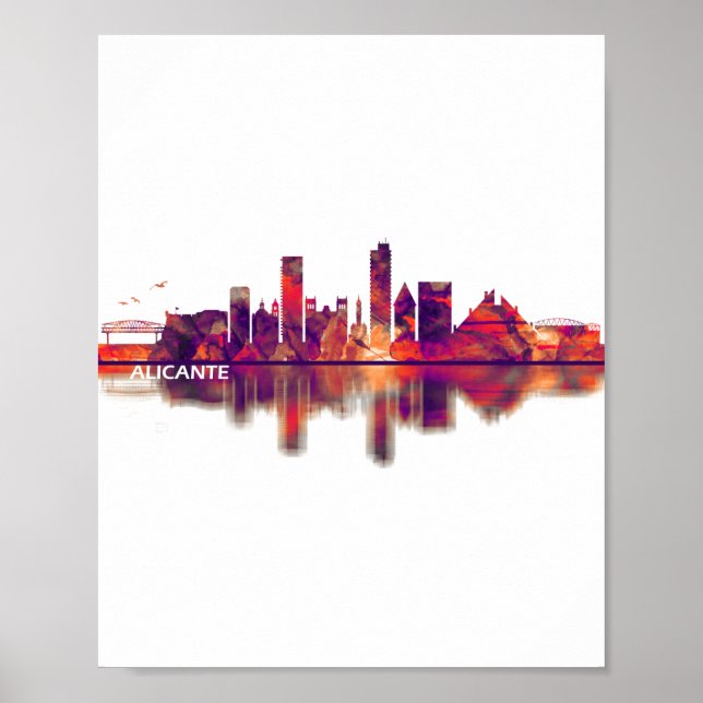 Alicante Spanien Skyline Poster (Framsidan)