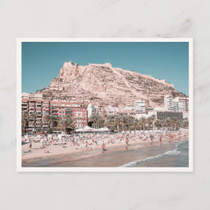 Alicante Spanien Strandstad Spansk Slottsfoto Vykort