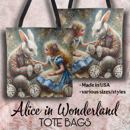 Alice and Rabbit Wonderland Fantasy Art Tygkasse