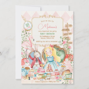 Alice Äventyr i Woderland Baby Shower Tea Party Inbjudningar