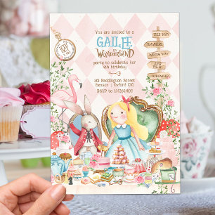 Alice Äventyr i Woderland Birthday Tea Party Inbjudningar