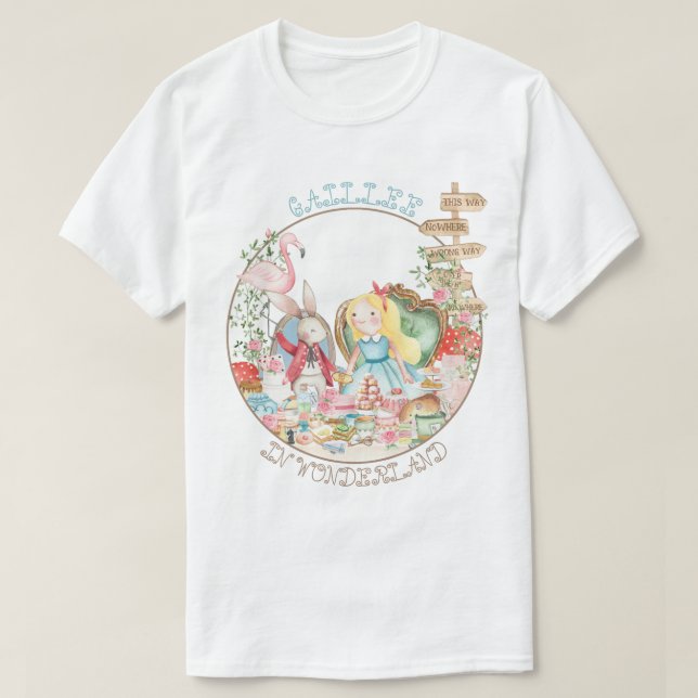 Alice Äventyr i Woderland Birthday Tea Party T Shirt (Design framsida)