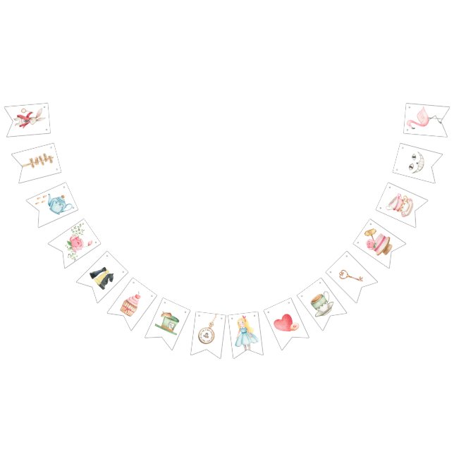 Alice Äventyr i Woderland Birthday Tea Party Vimplar (Alla)