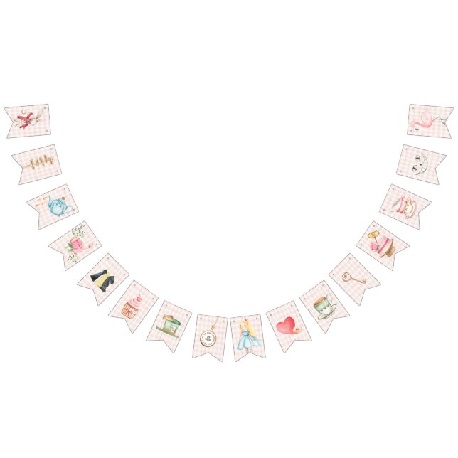 Alice Äventyr i Woderland Birthday Tea Party Vimplar (Alla)