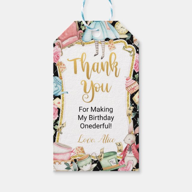 Alice Äventyr i Wonderland Tack Märkre Presentetikett (Framsidan)