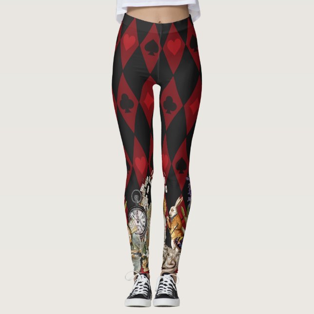 Alice Äventyr med Underlandet Galna Cheshire Katte Leggings (Framsida)