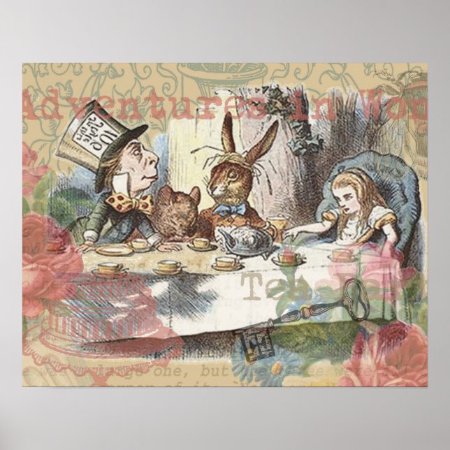 Alice Äventyr Underlandet Galet Tekannparty Konst Poster (Framsidan)