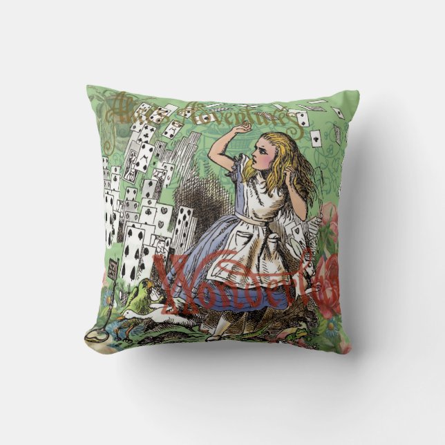 alice äventyrs kort wonderland hattaren kanin  kudde (Framsida)