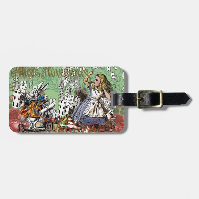 alice äventyrs kort wonderland hattmakare kanin  bagagebricka (Horisontell Framsida)