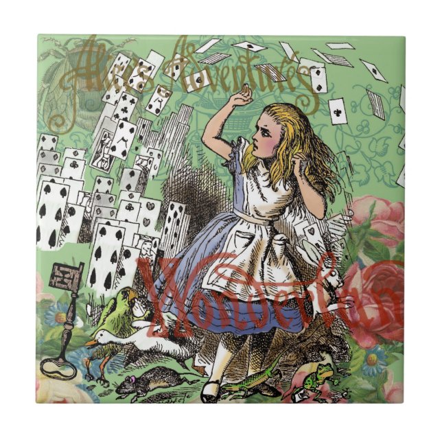 alice äventyrs kort wonderland hattmakare kanin kakelplatta (Framsidan)