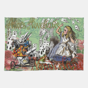 alice äventyrs kort wonderland hattmakare kanin kökshandduk