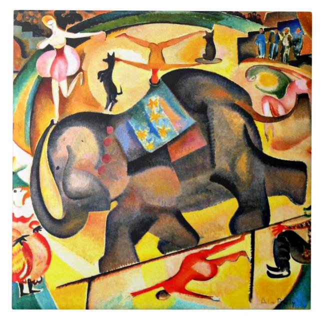 Alice Bailly - Elephant, bra konsmålning, Kakelplatta (Framsidan)