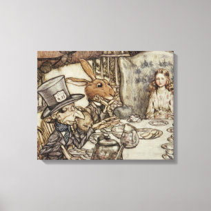Alice Birthday Unfödelsedagspressen Rabbit Hatter  Canvastryck