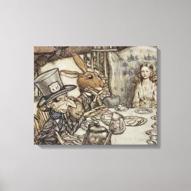 Alice Birthday Unfödelsedagspressen Rabbit Hatter  Canvastryck (Framsida)