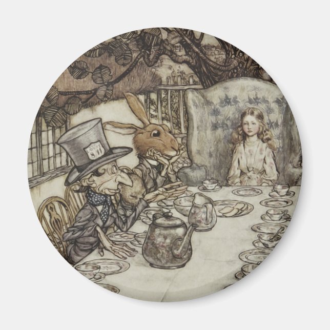 Alice Birthday Unfödelsedagspressen Rabbit Hatter  Magnet (Framsidan)
