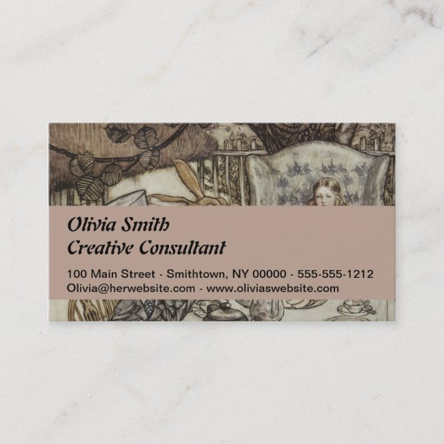 Alice Birthday Unfödelsedagspressen Rabbit Hatter  Visitkort (Framsida)