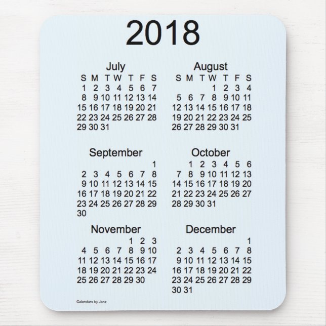 Alice blått 2018 kalender för 6 månad vid Janz Musmatta (Framsidan)