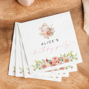 ALICE Blommigt Birthday Tea Party Brunch Papper Pappersservett