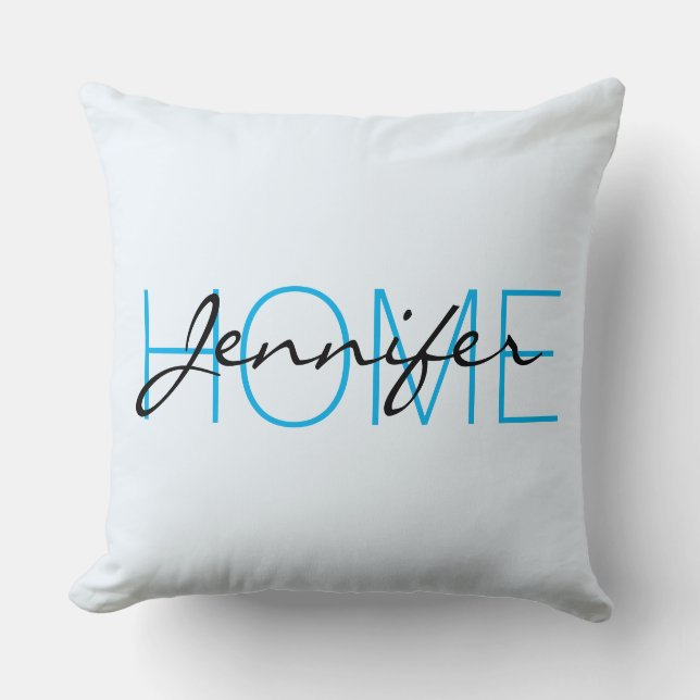 Alice Blue färg home monogram Kudde (Framsida)