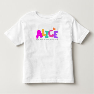 Alice bubblar kända menande flickor brevdräkt t shirt
