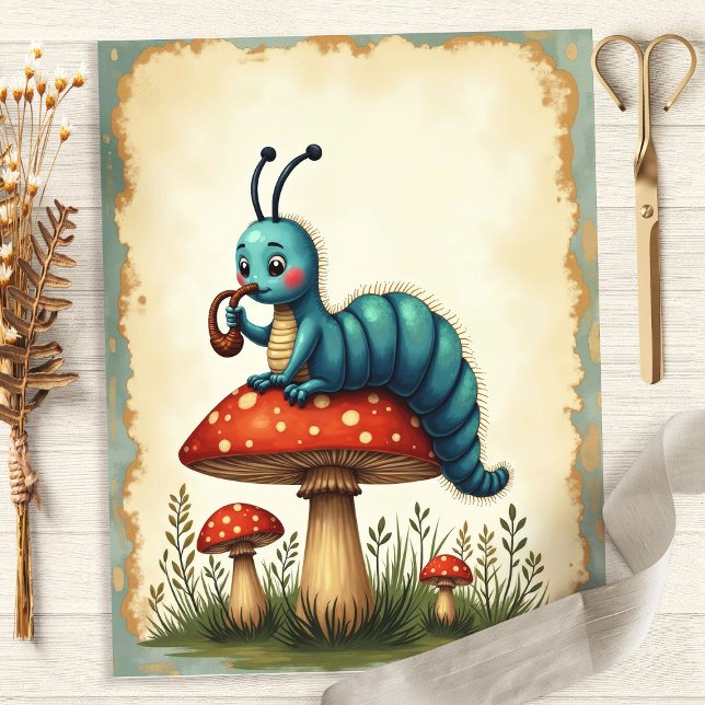 Alice Caterpelare på Mushroom Scrapbook Papper (Skapare uppladdad)