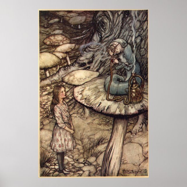 Alice & Caterpillar av Arthur Rackham Poster (Framsidan)