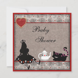 Alice & Cheshire Cat Baby Shower Tea Party Inbjudn Inbjudningar