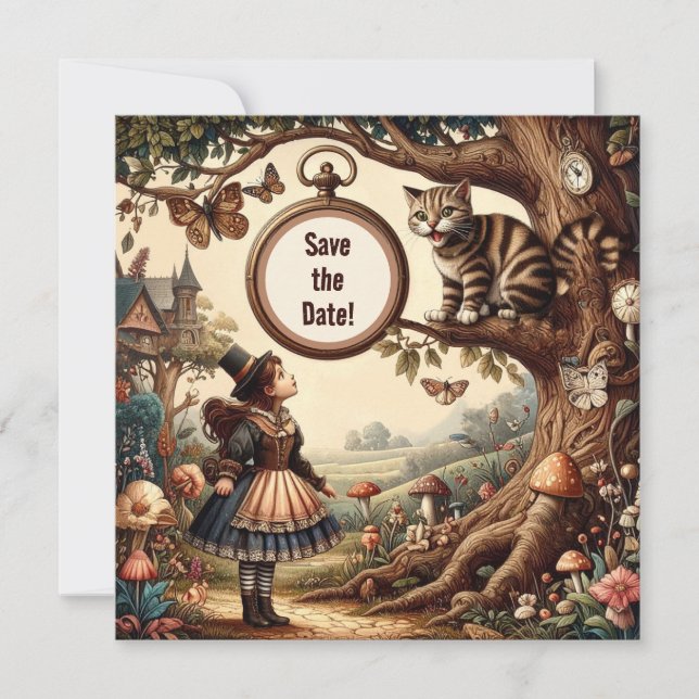 Alice & Cheshire Cat: Fantastisk Whimsy Underland Spara Datumet (Framsida)