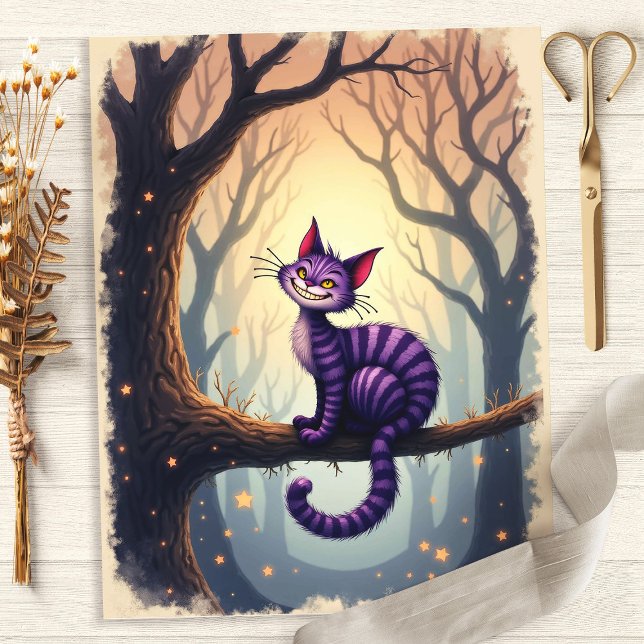 Alice Cheshire Cat Skog Skrapbok Papper (Skapare uppladdad)