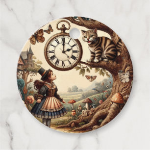 Alice & Cheshire Cat: Whimsical Wonderland Fantasi Gåvor Etiketter